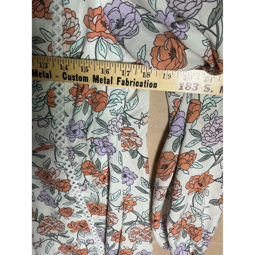 DOKOTOO Floral Print V Neck Long‎ Sleeve Mini Dress Women Size M - Picture 5 of 8